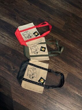 Canvas Tote Bag with Accent Straps - Red / Green / Black